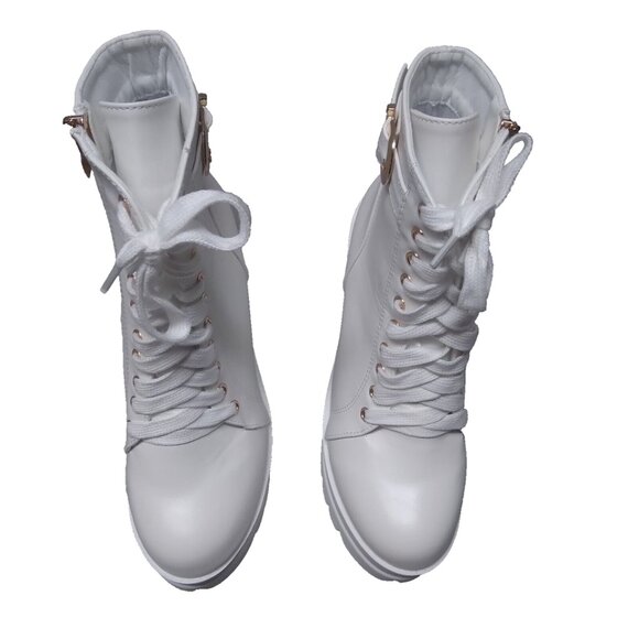 white platform chunk heel boots size 37 - Picture 3 of 15